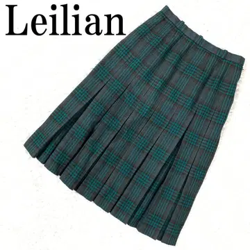 Leilian 레리안 플리츠 스커트 그린 체크 11 B9088