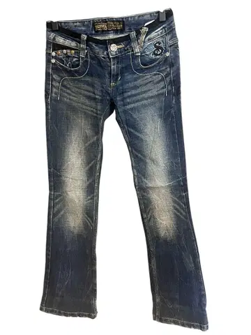 STUDIO RF MADE IN USA 데님 팬츠 파랑 나비 자수