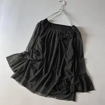 컨디션 최상 로베르타 간돌피 도트 꽃 모티브 메쉬 튜닉 블라우스