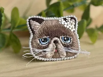 손자수 고양이 브로치 샴 고양이 이국적인 숏 헤어