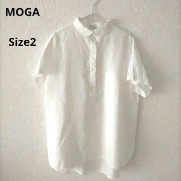 [새상품급] MOGA 모가 화이트 린넨 버튼 셔츠 반팔 심플