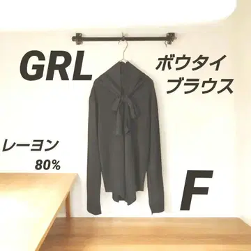 보타이 블라우스 여성용 F 사이즈 긴팔 블랙 레이온 80% GRL