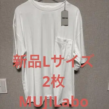 새상품 무인양품 Labo 크루넥 반팔 티셔츠 L 오프 화이트 2장