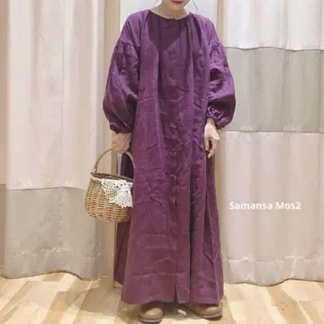 새상품급 사만사 모스모스 이후 허리 리본 원피스 퍼플