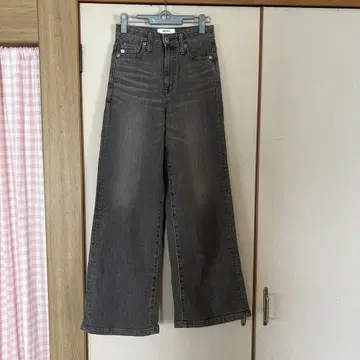 SOMETHING 그레이 와이드 레그 데님