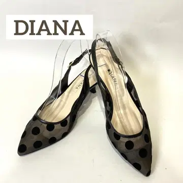 컨디션 최상 다이애나 DIANA 백 스트랩 뮬 도트 튤