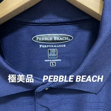 컨디션 최상 PEBBLE BEACH 페블 비치 반팔 피케 셔츠 L 네이비