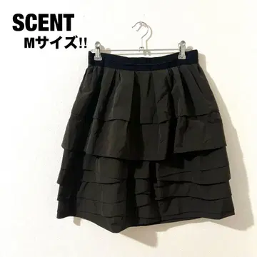 SCENT 티어드 스커트 브라운 M 코튼 큐프라 바스락