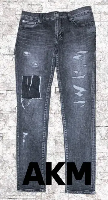 AKM 에이케이엠 데님 팬츠 데미지, 색바램, 리페어 가공 M