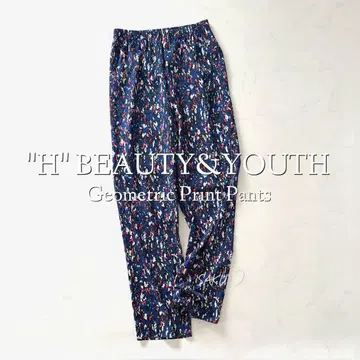 정가 24200엔 H BEAUTY&YOUTH 지오메트릭 프린트 팬츠 S