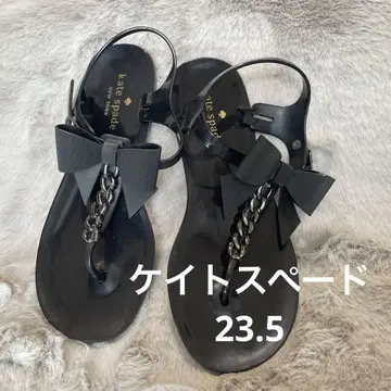 케이트 스페이드 정가 3만 엔 블랙 러버 플랫 샌들 검정 비치 샌들