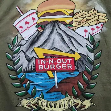 인 앤 아웃 버거 IN-N-OUT BURGER 기업 티셔츠 그린