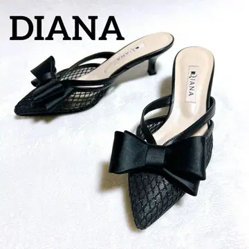 DIANA 블랙 리본 스틸레토 클로 라메 메쉬 튤