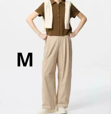 택 포함 새상품 울트라 스트레치 액티브 와이드 팬츠 베이지 M