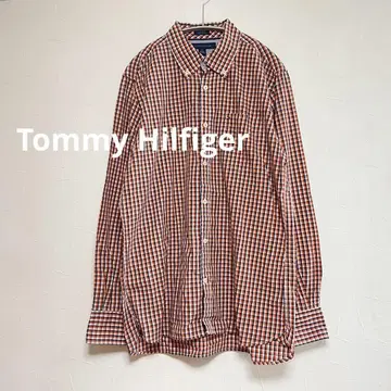 타미힐피거 Tommy Hilfiger 체크 셔츠 오렌지 M