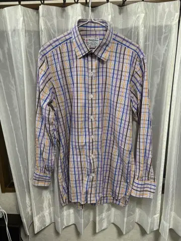 Turnbull & Asser 체크 무늬 셔츠 15.5-39cm