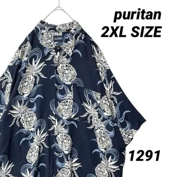 puritan 알로하 하와이안 셔츠 파인 애플 올 패턴 XL 사이즈