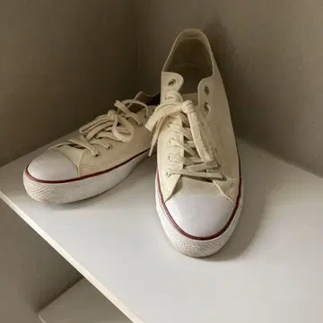 아이보리 캔버스 로우 컷 스니커즈