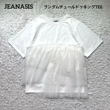 JEANASIS 랜덤 얇은 명주 그물 도킹 티셔츠 화이트 화이트