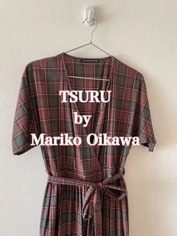 TSURU by Mariko Oikawa 체크 무늬 반팔 랩 원피스