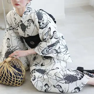 이세 새우 유카타 레트로 블랙 니코 앤티크