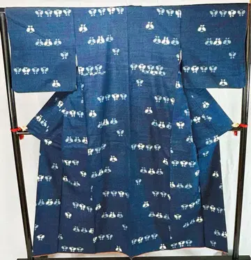 KS7 명주 기모노 새상품급 네이비 컬러 고급 기장 150cm 익명 배송