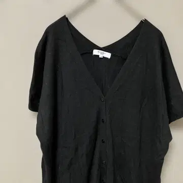 내추럴 뷰티 베이직 반팔 가디건(M) 블랙 무지 앞뒤 V 넥