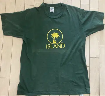 빈티지 티셔츠 ISLAND 팜 트리 L 사이즈 다크 그린