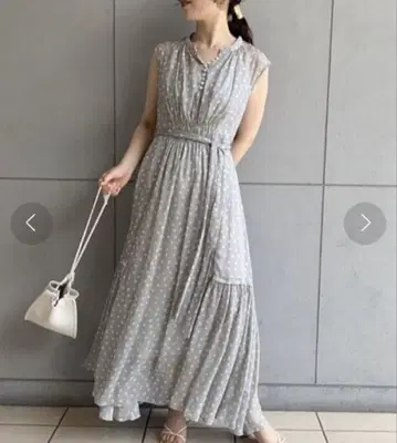 프레이 아이디 SPRINTEX 프린트 개더 원피스 쉬폰 그레이
