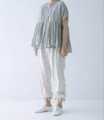 nest robe 린넨 거즈 V 넥 블라우스 민트