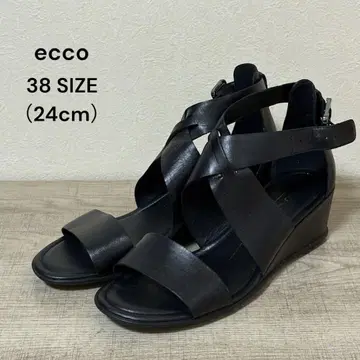 에코 크로스 스트랩 웨지 샌들 38 블랙
