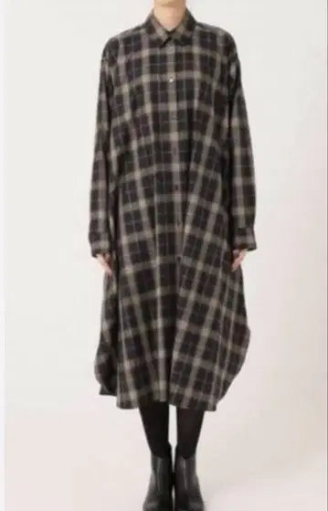 spick&span 체크 무늬 롱 셔츠 원피스