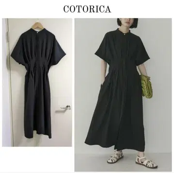 코토리카 블랙 반팔 셔츠 원피스