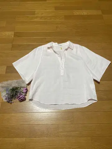 BALLSEY 린넨 반팔 풀오버 셔츠 옅은 핑크