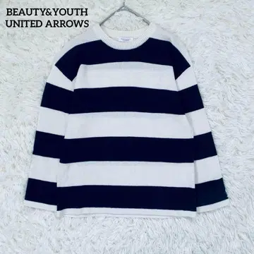 뷰티 앤 유스] 세탁 가능한 보더 티셔츠 (S) 와플 원단 화이트 네이비