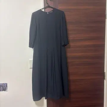 다크 네이비 7부 소매 롱 원피스