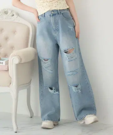 데미지 데님 팬츠