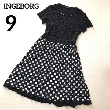 INGEBORG 잉게보그 원피스 물방울 패턴 리본 플라워 펄