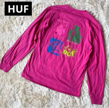 HUF 하프 긴팔 티셔츠 롱T 박스 로고 백 프린트 M 사이즈
