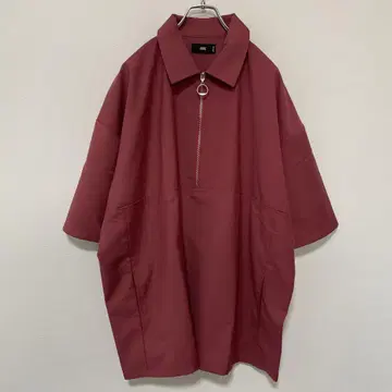 HARE 하프 지퍼 풀오버 셔츠 오버 사이즈 루즈한 레이온 혼방