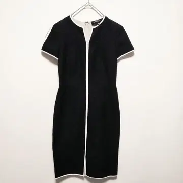 PAULE KA 폴 카 파이핑 원피스 블랙 화이트 반팔 38