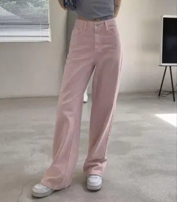 핑크 와이드 레그 팬츠 S 사이즈