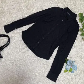 컨디션 최상 랄프 로렌 긴팔 셔츠 다크 그레이 스트레치 홀스 로고 M