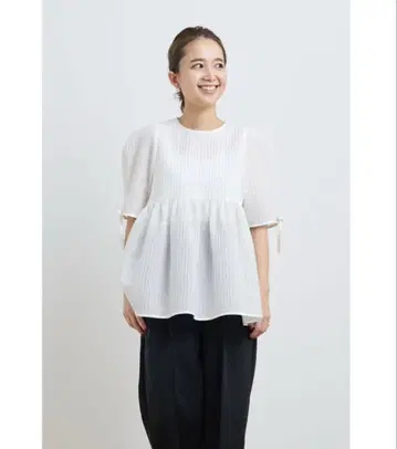yori 후쿠레 자카드 블라우스 화이트 38