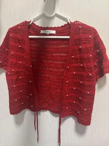 Rirandture 빨간색 숏 기장 가디건