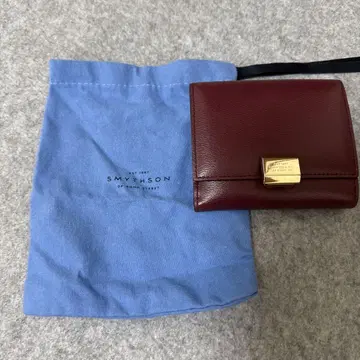 SMYTHSON 버건디 3단 폴더형 지갑 수납 가방 포함