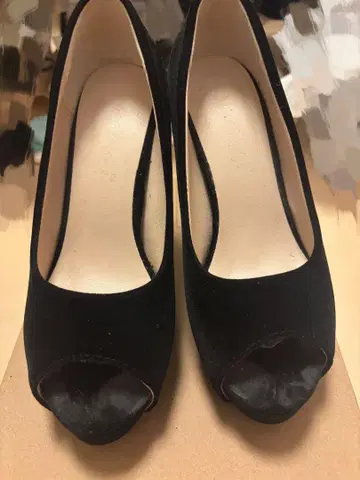 블랙 오픈토 하이힐 35