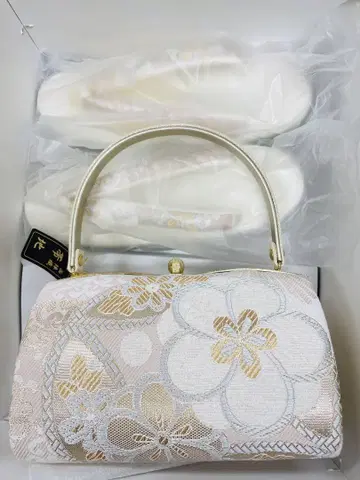 꽃무늬 자수 기모노 가방 조리 세트