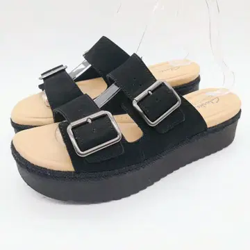 클락스 통굽 가죽 벨트 샌들 블랙 24cm 461