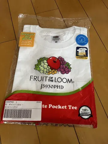 FRUIT OF THE LOOM 포켓 티셔츠 티셔츠 L